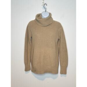 Abercrombie & Fitch Women’s Turtleneck Sweater XS Beige Ribbed Knit Cotton Blend